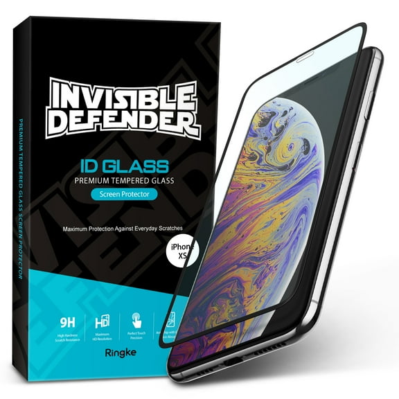 iPhone XS Screen Protector, Ringke Invisible Defender Full Coverage Glass [3D Curved Edges] HD Quality Premium Screen Protector Anti-Scratch Technology for iPhone Xs 2018