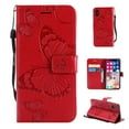 thumbnail image 1 of iPhone XS Wallet Case, iPhone X Case, Dteck Embossed Butterfly Magnetic Flip PU Leather Folio Stand Case Cover Built-in Card Slots & Money Pocket, with wrist Strap, For Apple iPhone XS/X, Red, 1 of 8