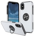 thumbnail image 1 of for iPhone XS / X Case, 360° Rotatable Ring Holder Kickstand Dual Layer Military-Grade Drop Tested Protection Support Car Holder Mount Magnetic Absorbing Bumper Phone Case, Silver, 1 of 7