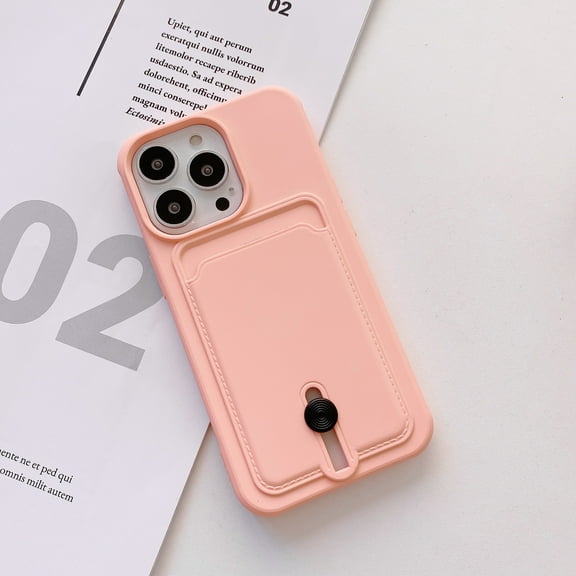 for iPhone XS / X Case with Card Holder Cover Microfiber Inner Lining Liquid Silicone Credit Card ID Slot Slim Soft TPU Rubber Shockproof Protective Wallet Phone Case for iPhone XS / X, Lightpink