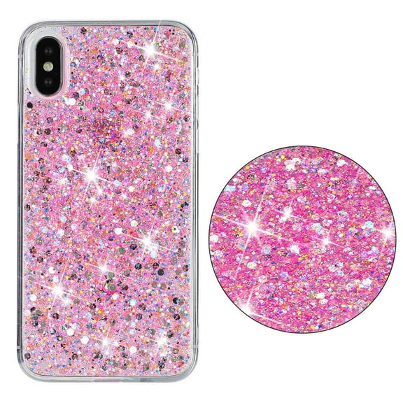 For iPhone XS/X Case,Cute Glitter Bling Twinkle Stardust with Drop Protection Shockproof Soft TPU Slim Flexible Phone Case Girls/Women Protective case for iPhone XS/X,Anti Scratch,Pink