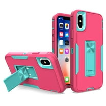 for iPhone XS / X Case: Military Grade Protection Shockproof Phone Cover Build-in Hidden Kickstand & Rugged TPU Shell | Matte Durable Drop Proof Heavy Duty Case,Rose Green