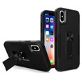 thumbnail image 1 of for iPhone XS / X Case: Military Grade Protection Shockproof Phone Cover Build-in Hidden Kickstand & Rugged TPU Shell | Matte Durable Drop Proof Heavy Duty Case,Black+Black, 1 of 9