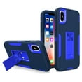 thumbnail image 1 of for iPhone XS / X Case: Military Grade Protection Shockproof Phone Cover Build-in Hidden Kickstand & Rugged TPU Shell | Matte Durable Drop Proof Heavy Duty Case,Blue+Darkblue, 1 of 9