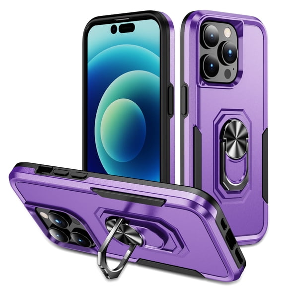 for iPhone XS/X Case Protective Cover,Heavy Duty Military Grade Hard Protection Shock Proof Grip | Durable Dual-Layer Design Phone Case with Built-in 360 Ring Holder Kickstand,Black