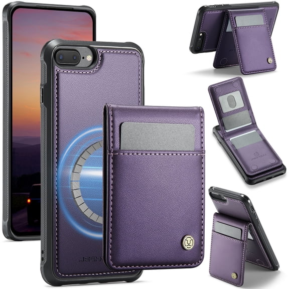 for iPhone XS/X Case with RFID Blocking Card Holder iPhone XS/X Case Magsafe Compatible Phone case Kickstand Wallet 2 in 1 Detachable Magnetic Leather Cover for Men Women, Purple
