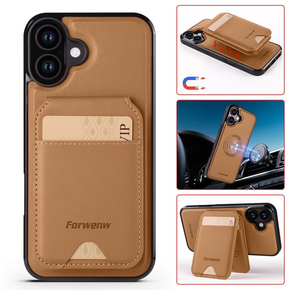for iPhone XS/X Case Wallet with Card Holder for Women Men Compatible with Magsafe Wallet Detachable Magnetic 2 in 1 Stand Credit Card Slots PU Leather Shockproof Phone case-Off, Brown