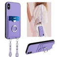 thumbnail image 1 of for iPhone XS / X Phone Case Wallet with Crossbody Strap & Card Holder, Premium PU Leather Case, 360 Ring Holder Kickstand Durable Protective Women Men Cover for iPhone XS / X,Purple, 1 of 8