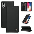 thumbnail image 1 of for iPhone XS / X Wallet Case with RFID Blocking Credit Card Holder,Classic Vegan PU Premium Leather Folio Magneitc Flip Kickstand Shockproof Cover for iPhone XS / X Phone case,Black, 1 of 11