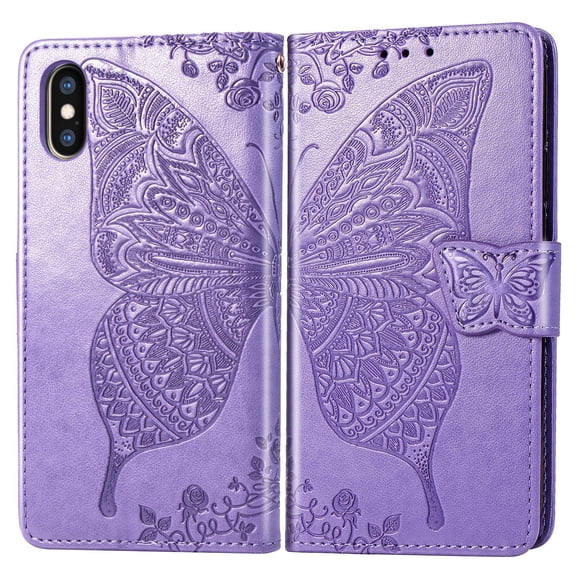 iPhone Xr Case, iPhone Xr Wallet Folio Case Magnetic Closure RFID Blocking Card Slots Kickstand Shockproof Absorption Double Protection Case for Apple iPhone Xr, Lightpurple