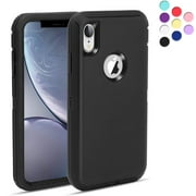 iPhone Xr Heavy Duty Case {Shock Proof Case with 3 Layer Rubber, Shatter Resistant, [Tough Armour] Rugged Case Compatible for iPhone Xr} Black