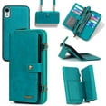 thumbnail image 1 of for iPhone Xr Wallet Case[13 Card Slots]:Multi-Function,Detachable 3 in 1,Women&Men Faux Leather Flip Strap Zipper Card Holder Phone Case with Shoulder Straps(Blue), 1 of 17