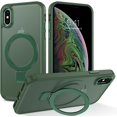 thumbnail image 1 of for iPhone Xs Case , iPhone X Case with Ring [Compatible with Magsafe], Full Body Protective Cover Slim Shockproof Kickstand Phone Case for Apple iPhone X/XS 5.8", Green, 1 of 7