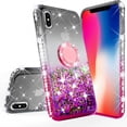 thumbnail image 1 of iPhone Xs Max 2018 Case, Glitter Liquid Floating Quicksand Phone Case Girls Women Kickstand,Bling Diamond Bumper Ring Stand Protective iPhone Xs Max, Hot Pink, 1 of 4