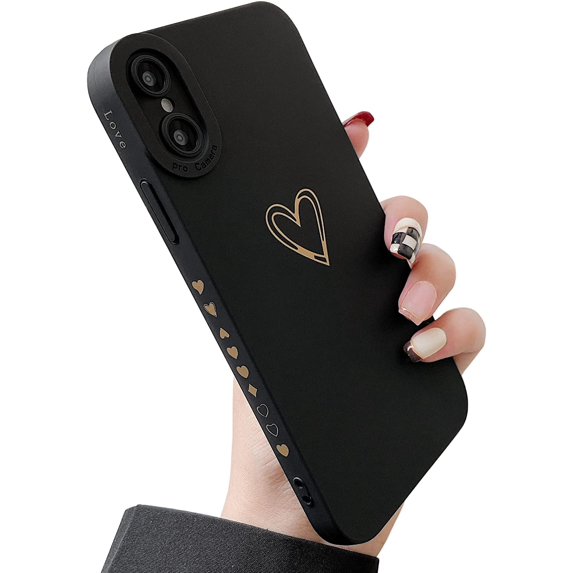 for iPhone Xs Max Case(2018 6.5"), Cute Bling Side Back Plated Love Heart with Full Lens Camera Cover Protection Soft Shockproof Anti-Fall Phone Case for iPhone Xs Max 6.5" 2018 - Black