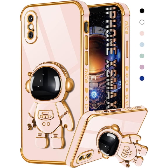 for iPhone Xs Max Case Astronaut Cute for Women Girls Girly Unique Phone Cases with Astronaut Hidden Stand Kickstand 6D Design Cover for iPhone XsMax 6.5 inch