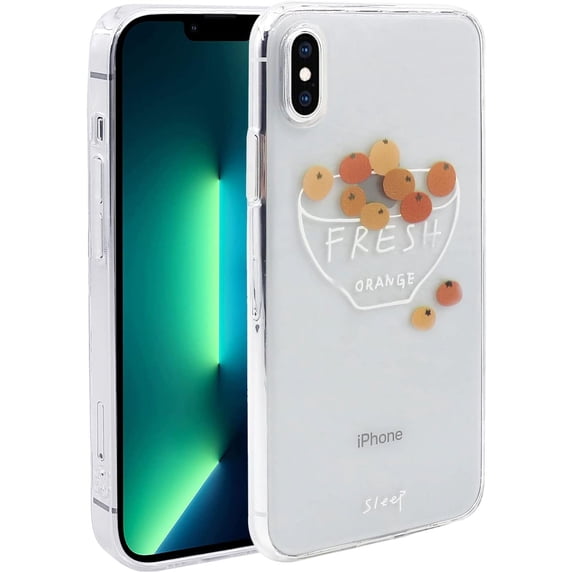 iPhone Xs Max Case, Clear Ultra Slim Shockproof Kawaii TPU Phone Case for iPhone Xs Max (6.5 inch) Cute Cover for Girls and Women, Orange