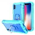 thumbnail image 1 of iPhone Xs Max Case and Cover 6.5 Inch 2018, Allytech 3 in 1 Hybrid Hard PC Soft Rubber Heavy Duty Shockproof Finger Ring Holder Kickstand Slim Case for iPhone XS Max 6.5", Green + Blue, 1 of 6