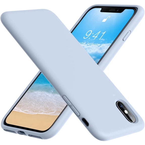 for iPhone Xs Max Case, Soft Liquid Silicone Slim Rubber Full Body Protective iPhone Xs Max Case Cover (with Soft Microfiber Lining) Design for iPhone Xs Max - Light Blue