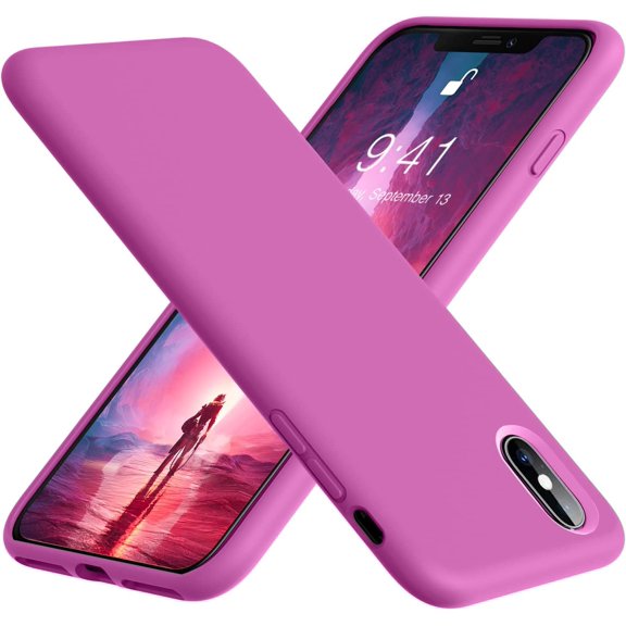 for iPhone Xs Max Case, Soft Liquid Silicone Slim Rubber Full Body Protective iPhone Xs Max Case Cover (with Soft Microfiber Lining) Design for iPhone Xs Max - Pitaya