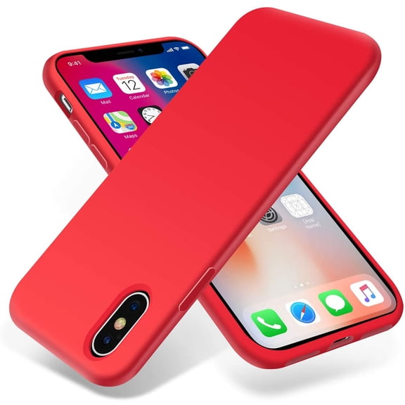 iPhone Xs Max Case,Ultra Slim Fit iPhone Case Liquid Silicone Gel Cover with Full Body Protection Anti-Scratch Shockproof Case Compatible with iPhone Xs Max, [Upgraded Version] (Red)