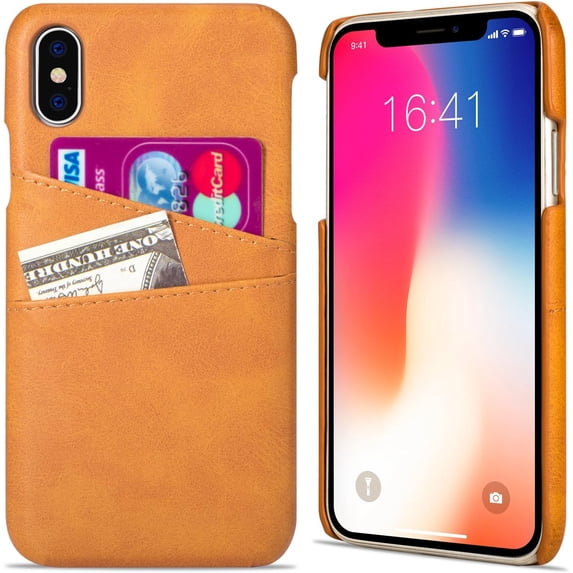 iPhone Xs Max Case Wallet Case Ultra Slim Vintage Synthetic Leather Card Case with 2 Card Slots Anti-Scratched Lightweight Protective Cover for iPhone Xs Max - Brown