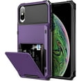 thumbnail image 1 of for iPhone Xs Max Case Wallet Cover 4-Card Credit Card Holder ID Slot Scratch Resistant Dual Layer Hybrid Protective Hard Shell Rugged TPU Bumper Armor Case for iPhone Xs Max 6.5" GreyPurple, 1 of 14
