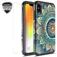 thumbnail image 1 of iPhone Xs Max Case With Tempered Glass Screen Protector, KAESAR Slim Hybrid Dual Layer Graphic Fashion Colorful Cover Armor Case for Apple iPhone X S Max (Green Mandala), 1 of 5