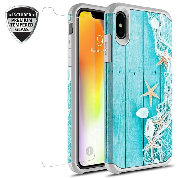Kaesar Slim Hybrid Dual Layer Graphic Fashion Cell Phone Case for Apple iPhone Xs Max, Starfish