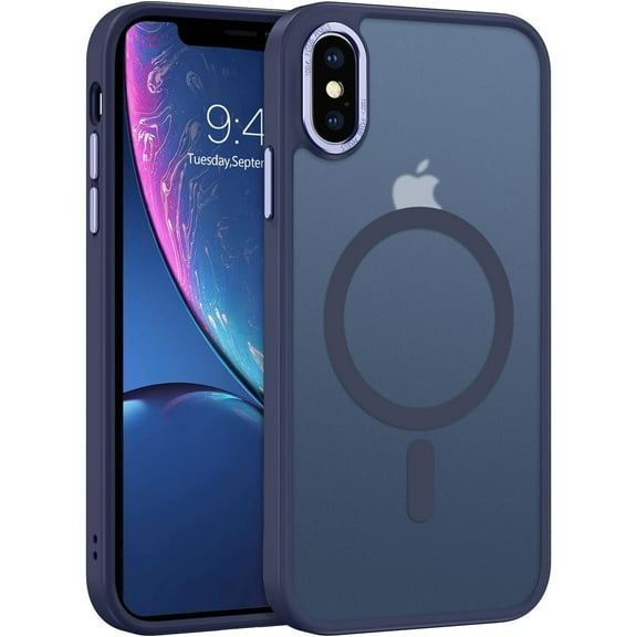 iPhone Xs Max Case, iPhone Xs Max Phone Case Compatible with Magsafe Translucent Matte Slim Anti-Scratch Non-Slip Military Grade Protective Magnetic iPhone Xs Max Case, Navy Blue