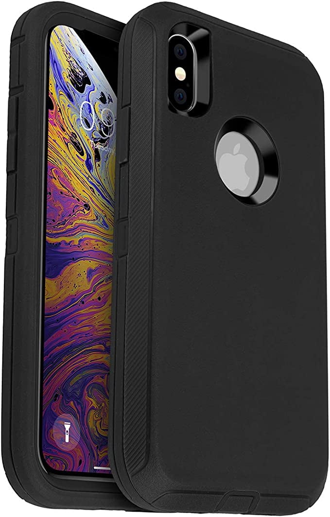 Entronix iPhone Xs Max Heavy Duty Case Shock Proof, Shatter Resistant, 3Layer Rubber, Black