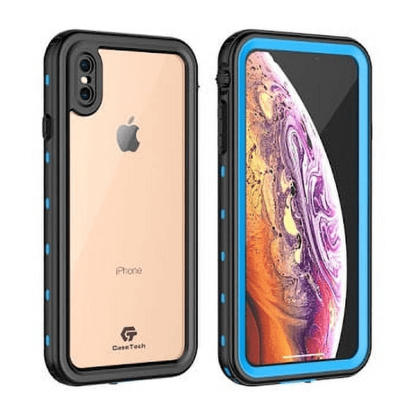 iPhone Xs Max Waterproof Case, CaseTech TRE Series, Waterproof IP68 Certified Shockproof with Clear Back Slim Cover, 2018 6.5 inch
