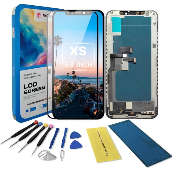 for iPhone Xs Screen Replacement kit,5.8" LCD Display 3D Touch Digitizer Assembly with Repair Tools, Screen Protector, Frame Adhesive (Model A1920, A2097, A2098, A2099, A2100)