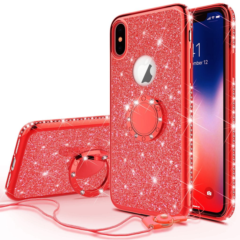 iPhone Xs / iPhone X Case, Cute Glitter for Girls Women w