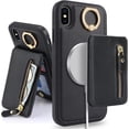 thumbnail image 1 of iPhone Xs case with Card Holder, iPhone x/xs Phone Case Wallet for Women magsafe Compatible Wallet Detachable 2-in-1 for Men-Black, 1 of 15