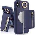 thumbnail image 1 of iPhone Xs case with Card Holder, iPhone x/xs Phone Case Wallet for Women magsafe Compatible Wallet Detachable 2-in-1 for Men-Dark Blue, 1 of 15