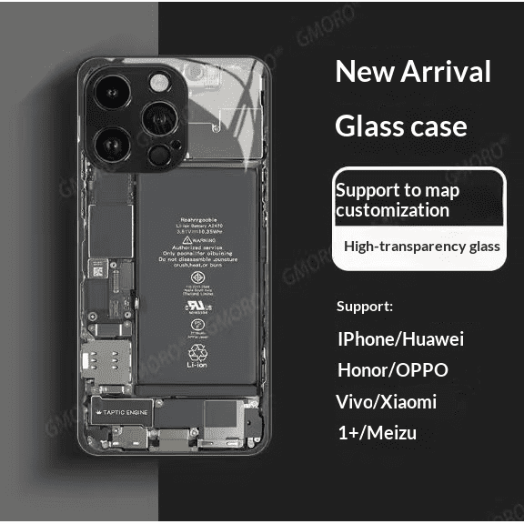 iPhone case, featuring customizable circuit board for shock absorption and buffering, providing drop protection