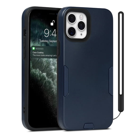 with iPhone11 pro case,for iPhone Series Rugged Rubber Durable,shock and scratch resistant,screen and camera protection,2 in 1 Silicone Rubber with Hard PC Case,for iPhone 11 Pro,Darkblue