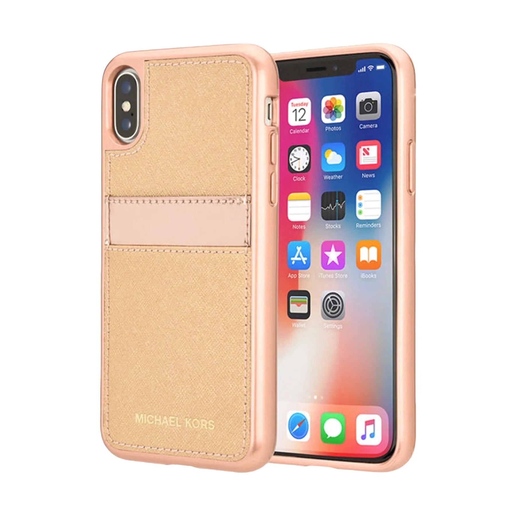 Rome Tech iPhoneX Michael Kors Saffiano Leather Pocket - Rose Gold ...