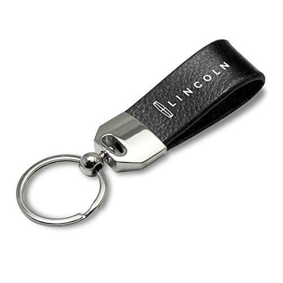 iPick Image - Large Genuine Black Leather Loop Strap Key Chain - Lincoln