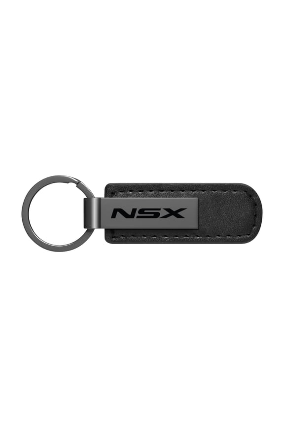 for Acura NSX Black PU Leather Strap Black Metal Bar LED Printed Logo Key Chain, Official Licensed