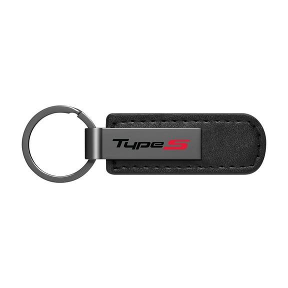 iPick Image for Acura Type-S Logo Black PU Leather Strap Black Metal Bar LED Printed Logo Key Chain, Official Licensed