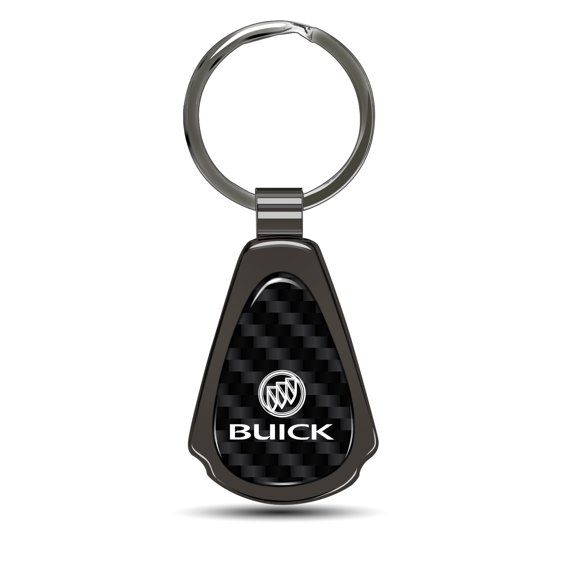 iPick Image for Buick Real Black Carbon Fiber Gunmetal Black Teardrop Key Chain, Official Licensed