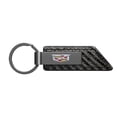thumbnail image 1 of iPick Image for Cadillac Crest Logo Black Chrome Metal Plate Carbon Fiber Texture PU Leather Key Chain, Official Licensed, 1 of 5