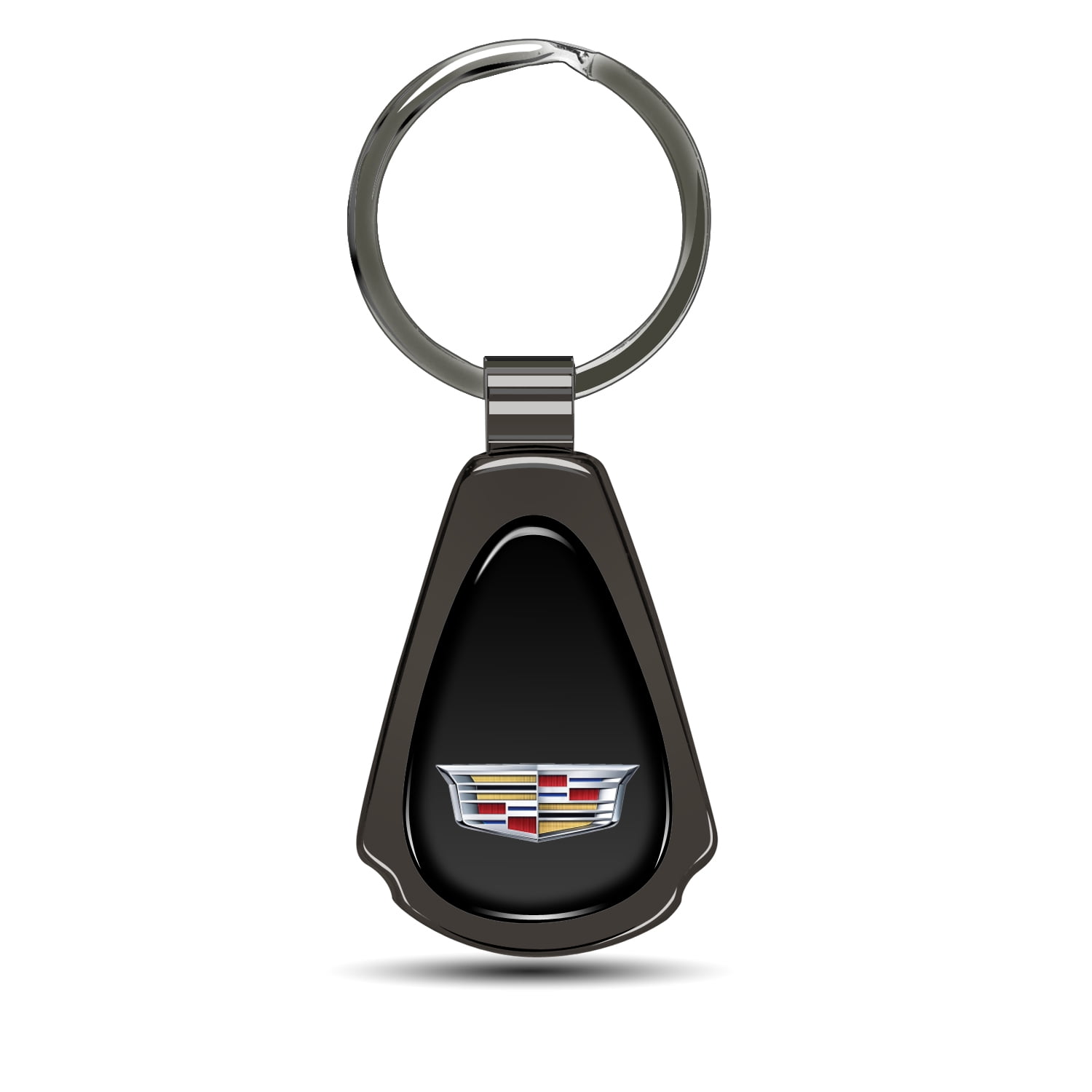 iPick Image for Cadillac Crest Logo Black Dome Gunmetal Black Metal Teardrop Key Chain, Official Licensed