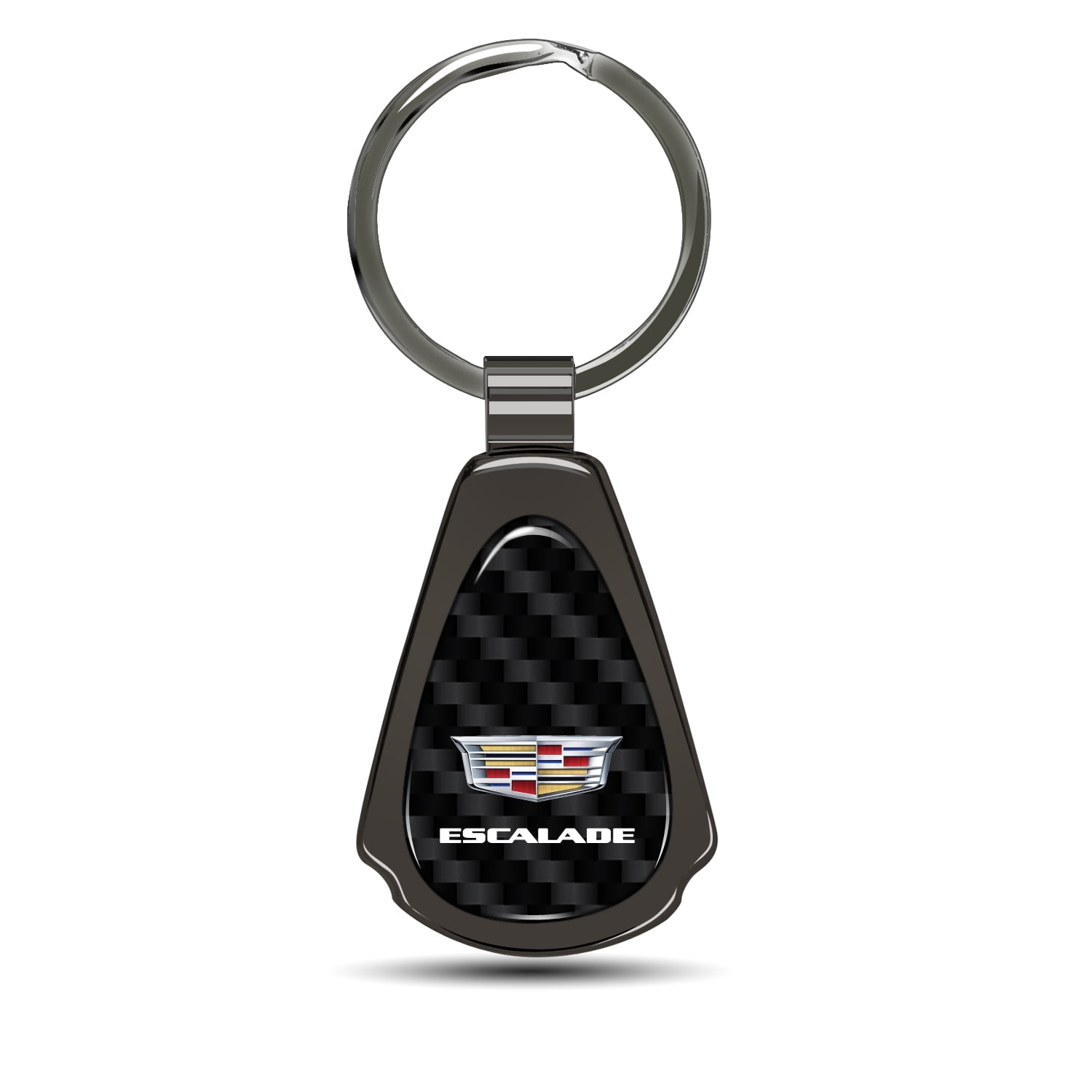 iPick Image for Cadillac Escalade Real Black Carbon Fiber Gunmetal Black Teardrop Key Chain, Official Licensed