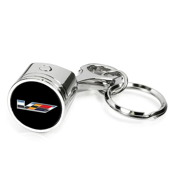 iPick Image for Cadillac V Logo Engine Piston Style Chrome Metal Key Chain, Official Licensed