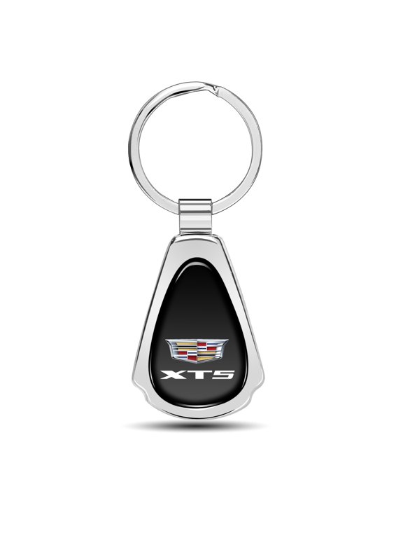 for Cadillac XT5 Black Dome Chrome Metal Teardrop Key Chain, Official Licensed
