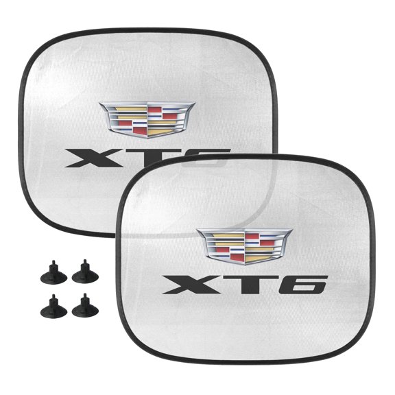 iPick Image for Cadillac XT6 Logo Car Side Window Mesh Sun Shades for Baby Children UV Protection, 2 Pack, Official Licensed