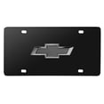 thumbnail image 1 of iPick Image for Chevrolet 3D Gunmetal Gray Metal Logo on Black Stainless Steel License Plate, Official Licensed, 1 of 5
